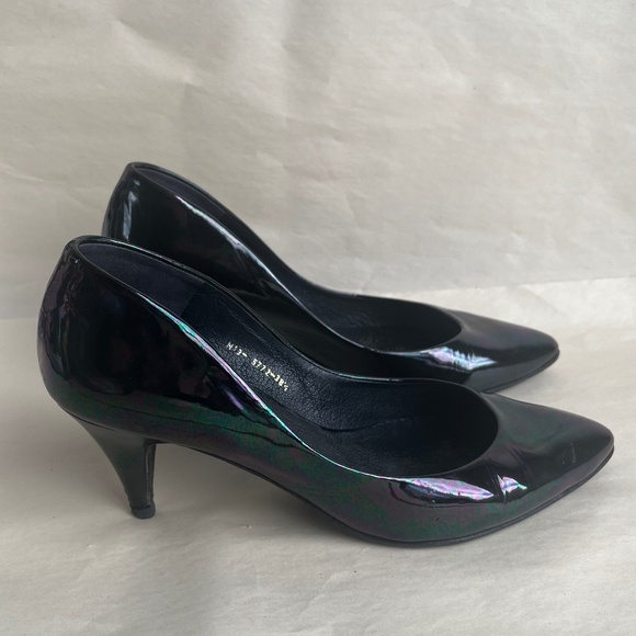 Pedro Garcia Black/Multicolor/Green Pointed Toe Patents Leather Heels Pumps 8.5 - Picture 2 of 14